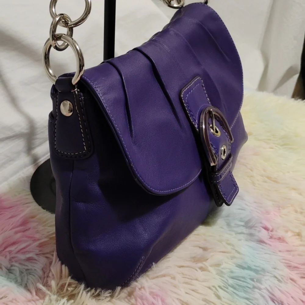 Authentic Coach Y2K Purple Soho Pleated Shoulder Bag - Picture 6 of 15